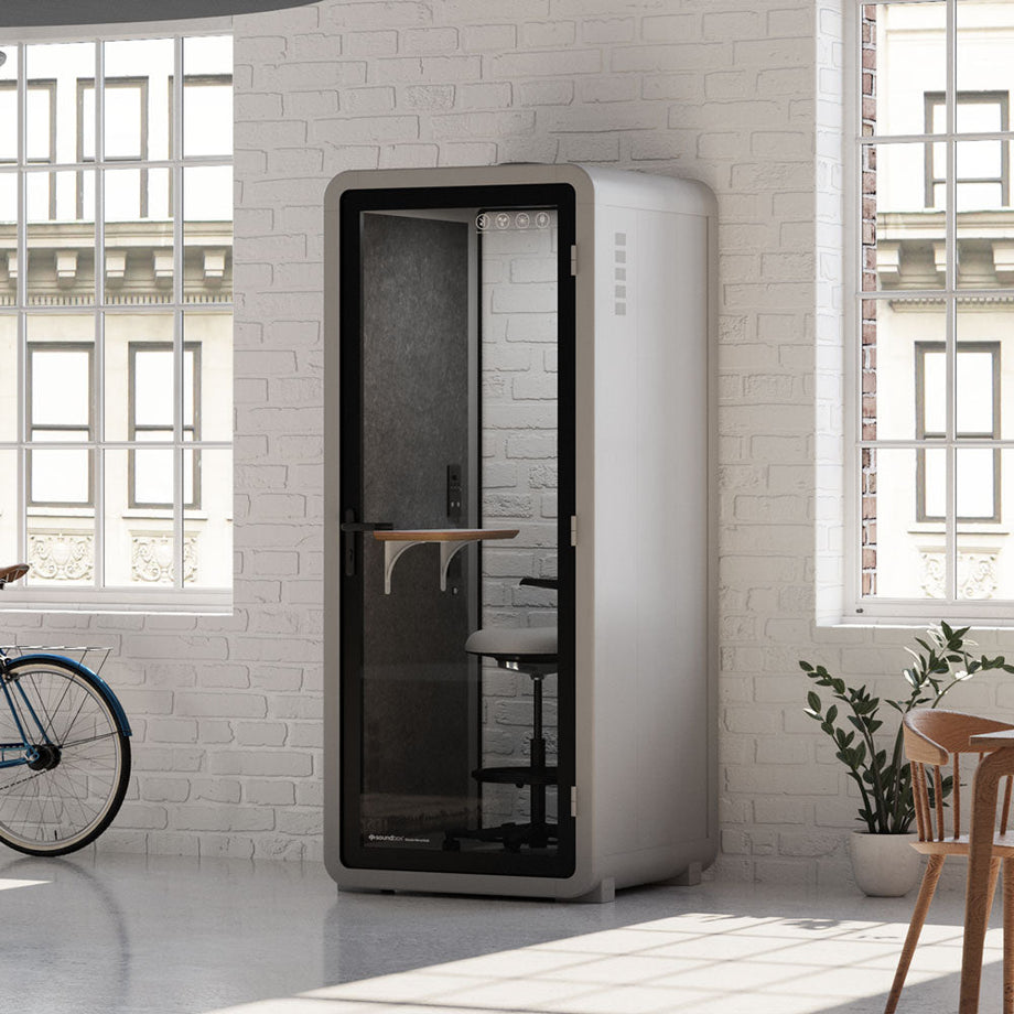 Kontorpod Quell Akustisk Light Grey / Upgraded Device Shelf / Dark Grey