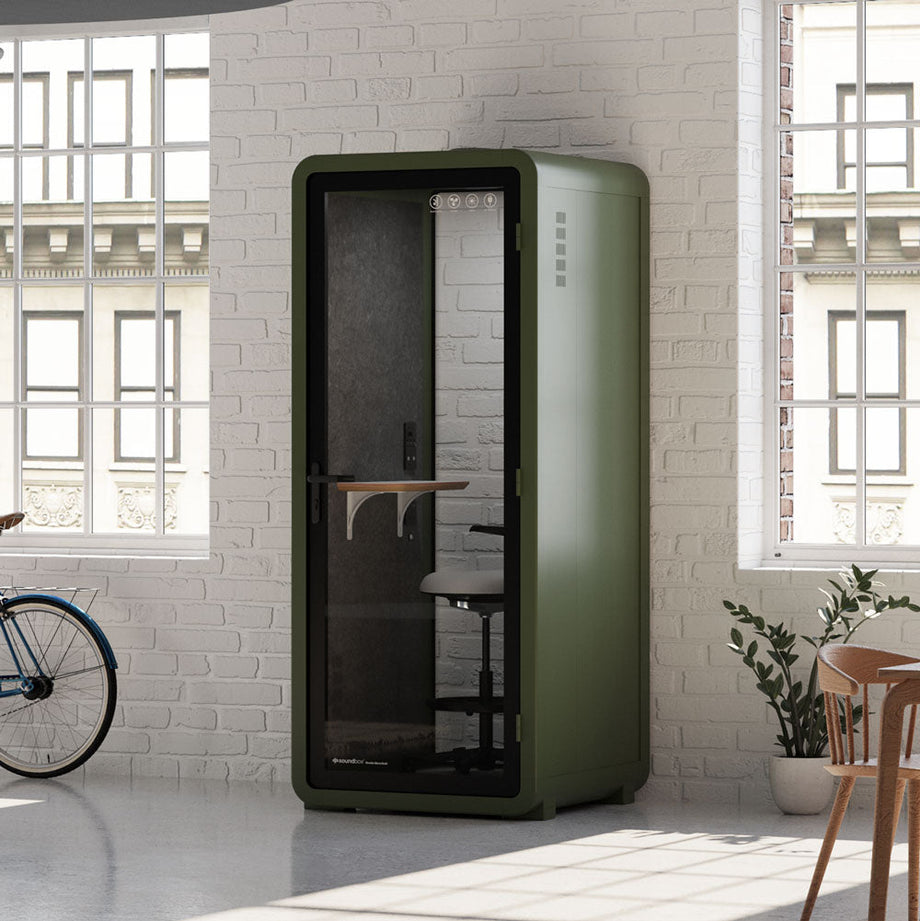 Kontorpod Quell Akustisk Green / Upgraded Device Shelf / Dark Grey