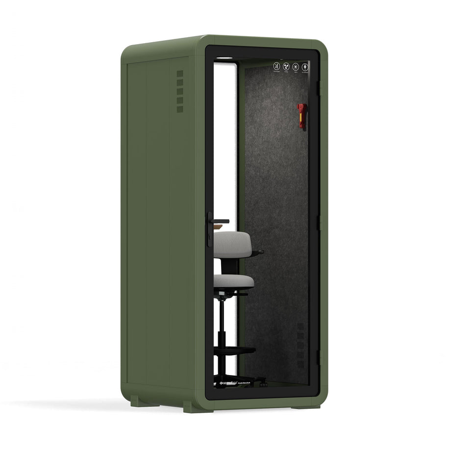 Office Pod Quell+ AcousticGreen / Upgraded Device Shelf / Dark Grey