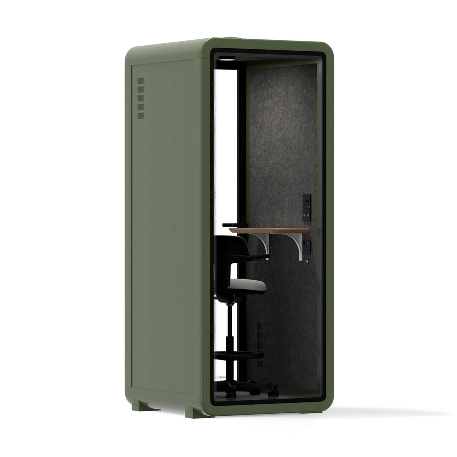 Office Pod Quell+ AcousticGreen / Upgraded Device Shelf / Dark Grey