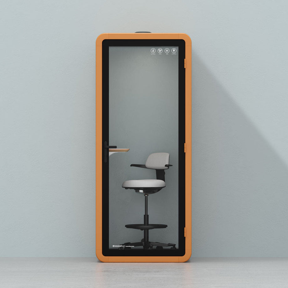 Kontorpod Quell Akustisk Orange / Upgraded Device Shelf / Dark Grey
