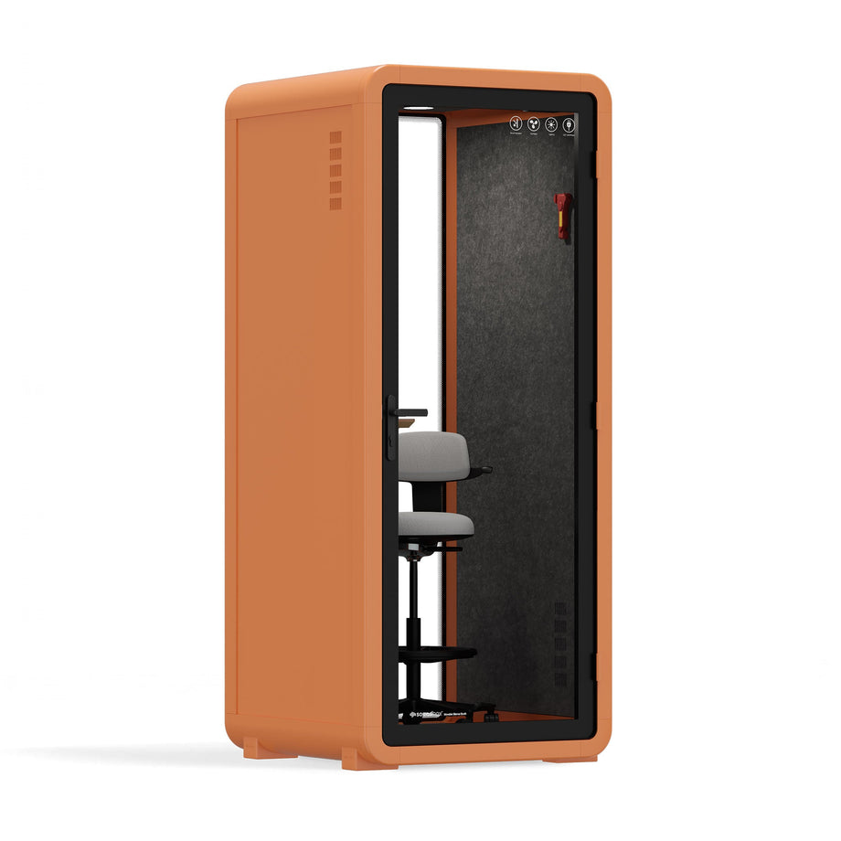 Kontorpod Quell Akustisk Orange / Upgraded Device Shelf / Dark Grey