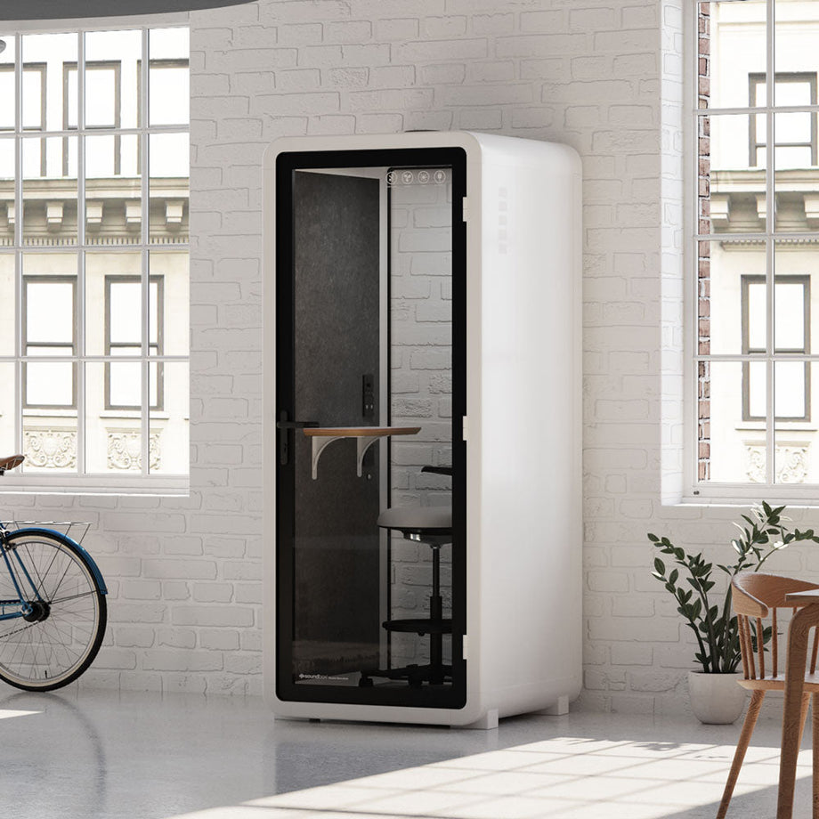 Office Pod Quell+ AcousticWhite / Upgraded Device Shelf / Dark Grey