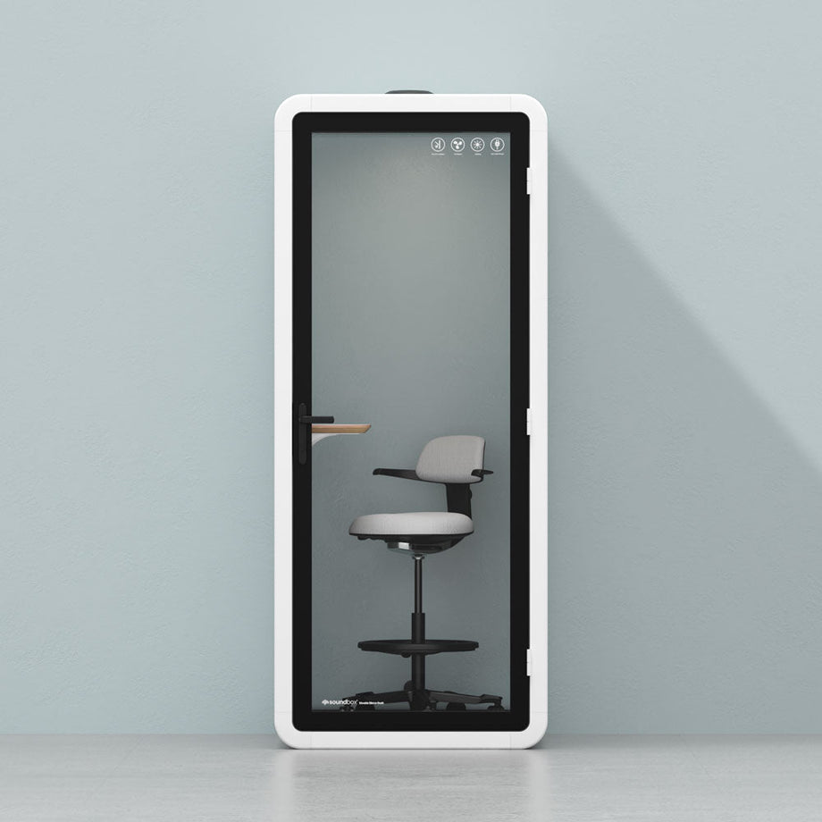 Office Pod Quell+ AcousticWhite / Upgraded Device Shelf / Dark Grey