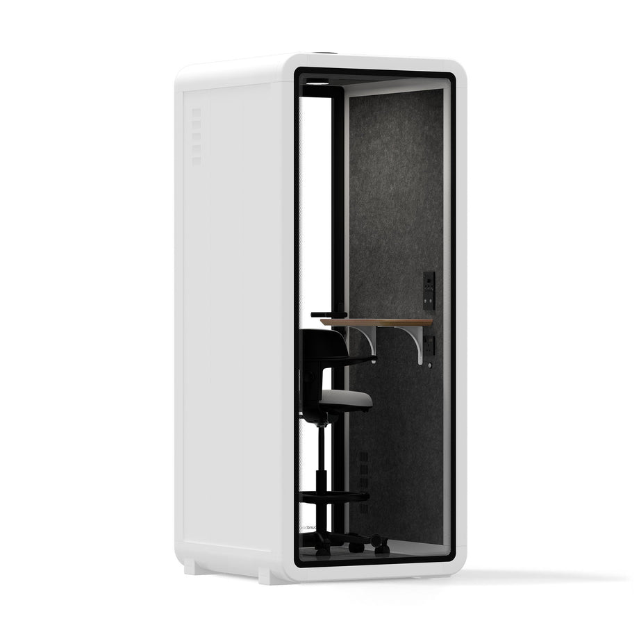 Office Pod Quell+ AcousticWhite / Upgraded Device Shelf / Dark Grey