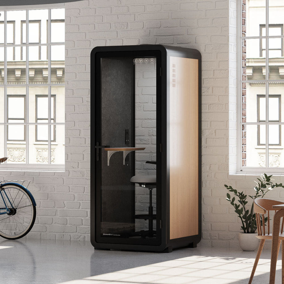 Office Pod Quell+ AcousticWooden / Upgraded Device Shelf / Dark Grey
