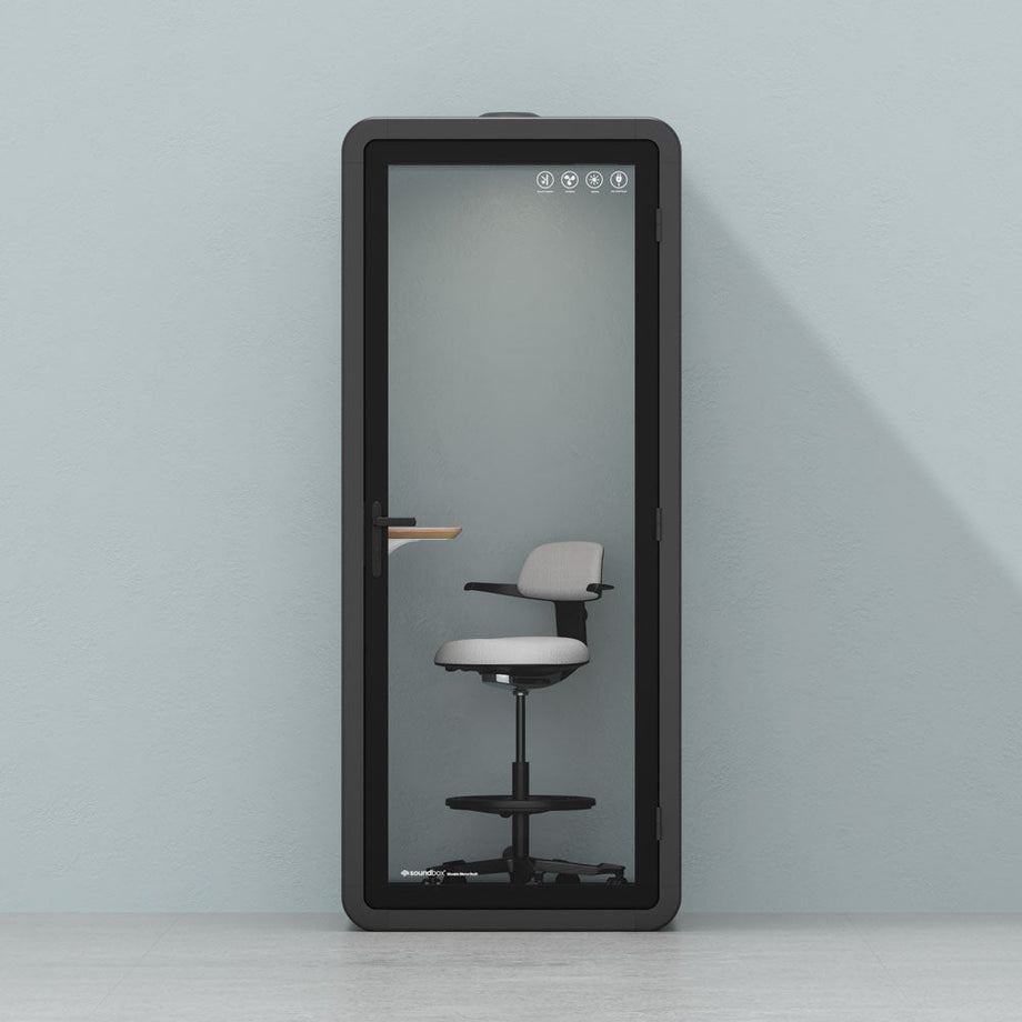 Office Pod Quell+ AcousticWooden / Upgraded Device Shelf / Dark Grey