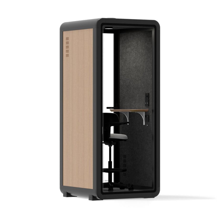 Office Pod Quell+ AcousticWooden / Upgraded Device Shelf / Dark Grey