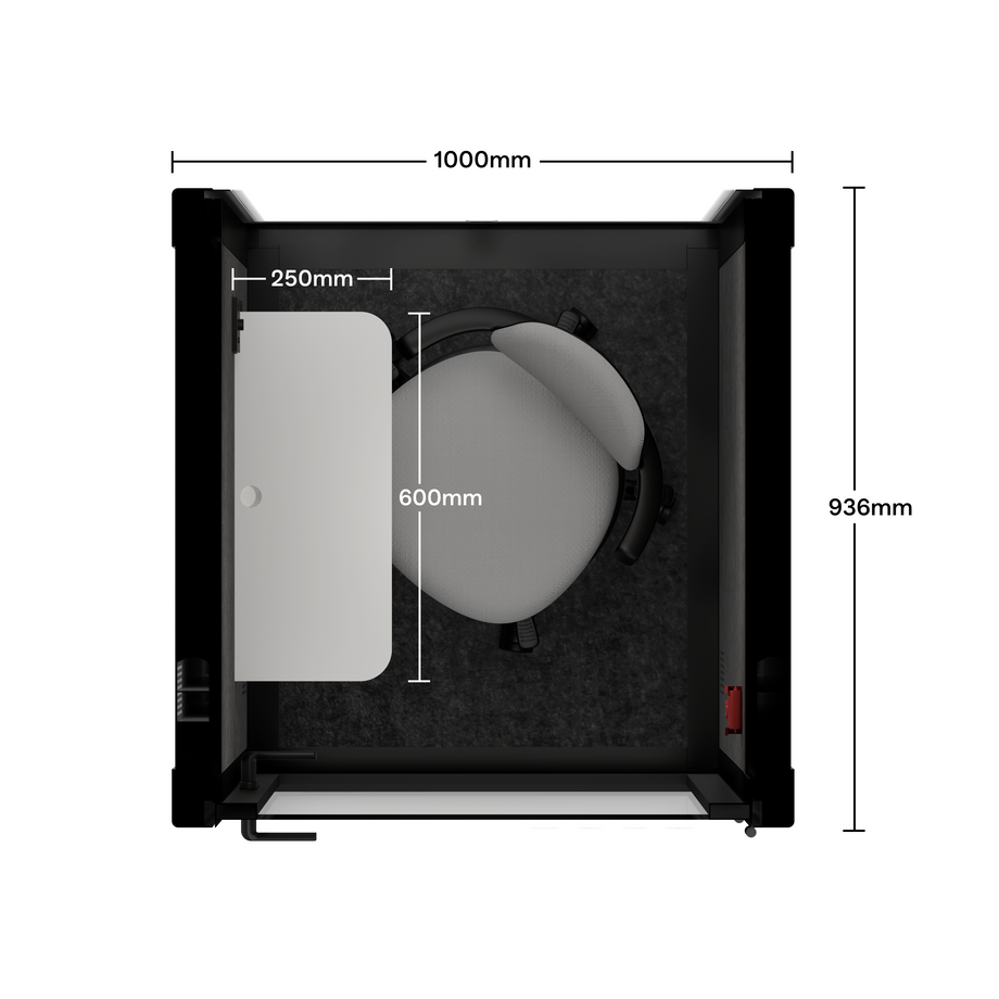 Kontorpod Quell Akustisk Wooden / Upgraded Device Shelf / Dark Grey