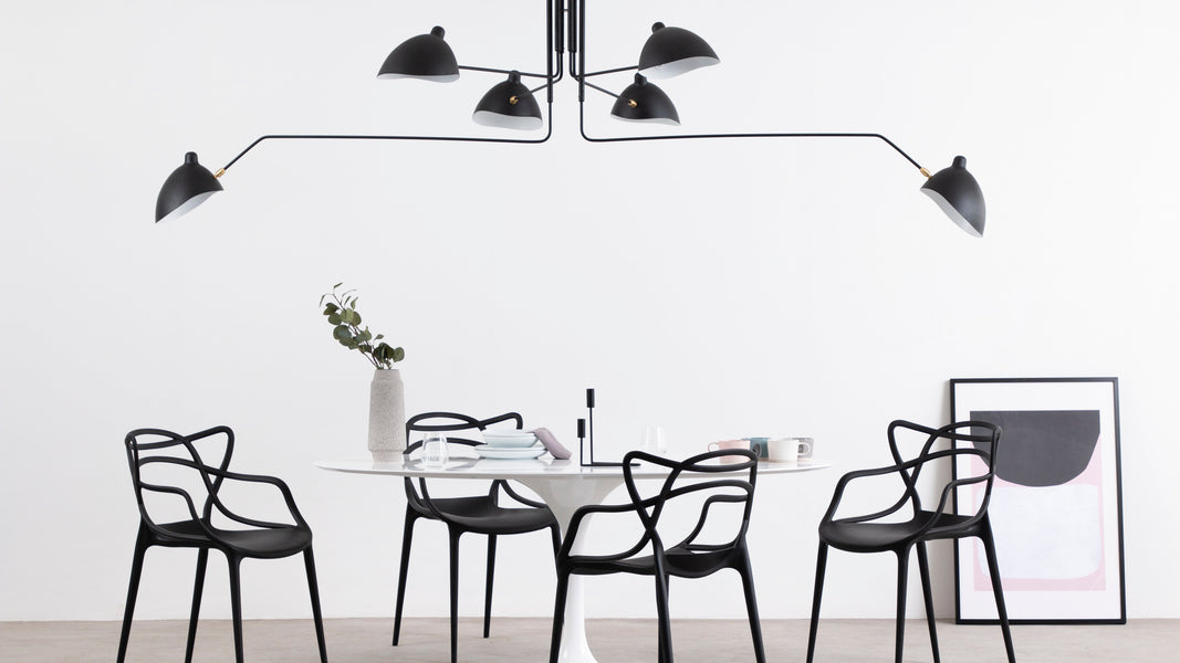 Mouille Ceiling Light, Six ArmsBlack