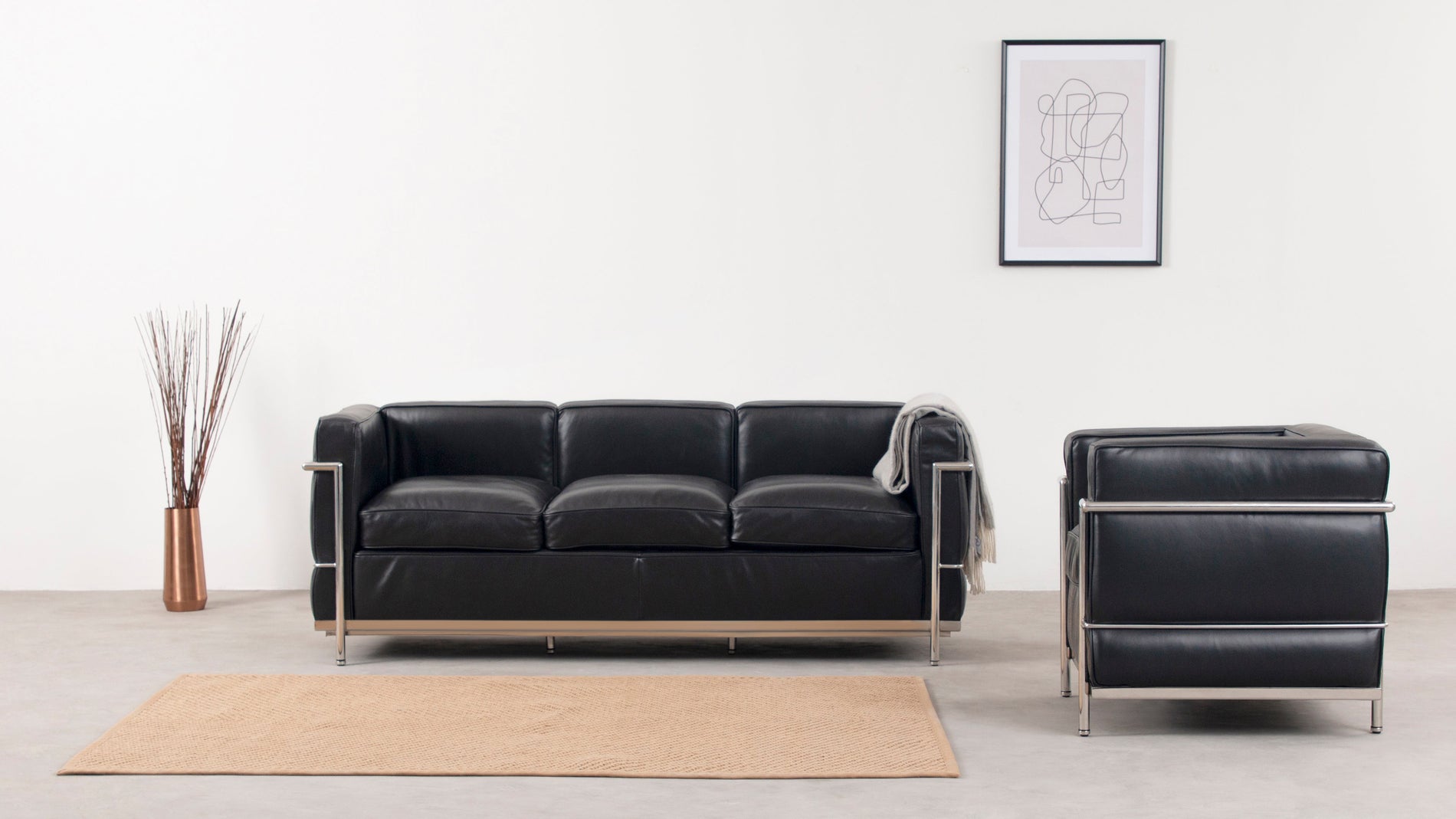 CorbusierMidnight Black Premium Leather