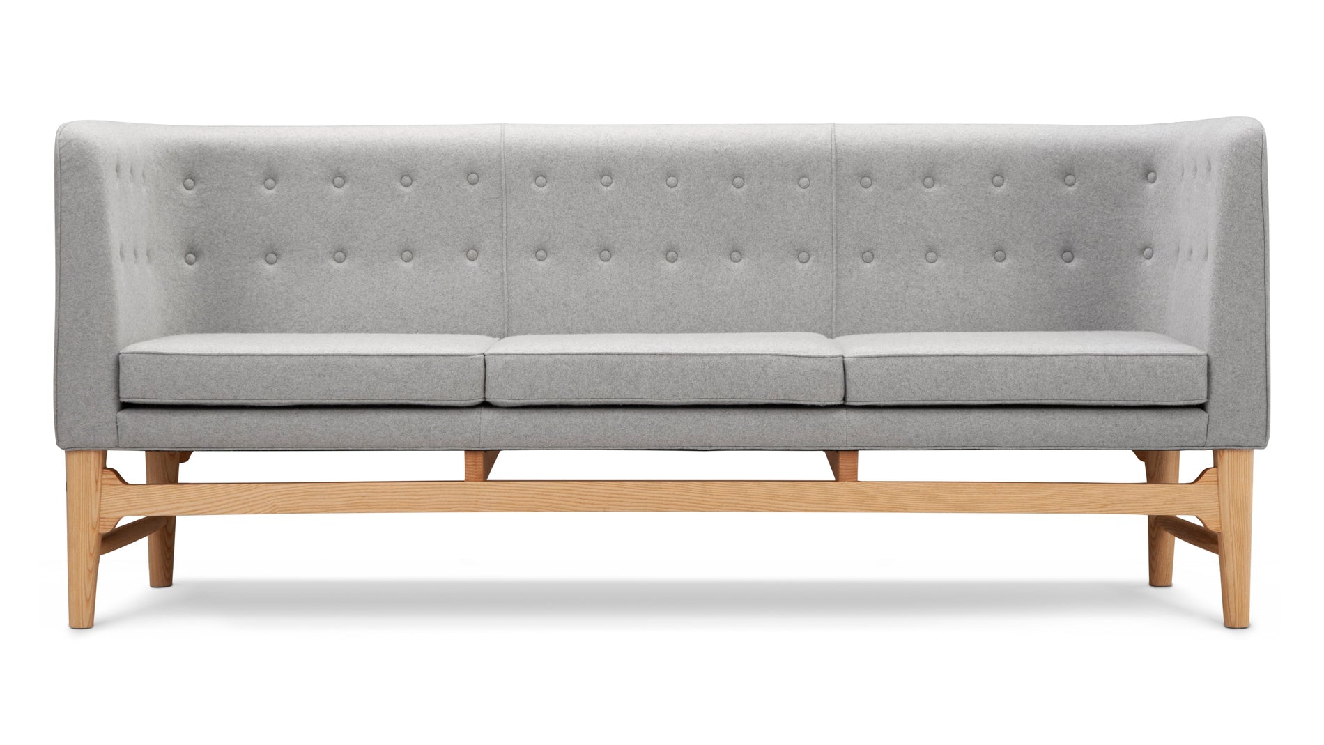 BürgermeisterstilBürgermeisterstil - Bürgermeisterstil Drei -Sitzer -Sofa, hellgraue Wolle und Asche