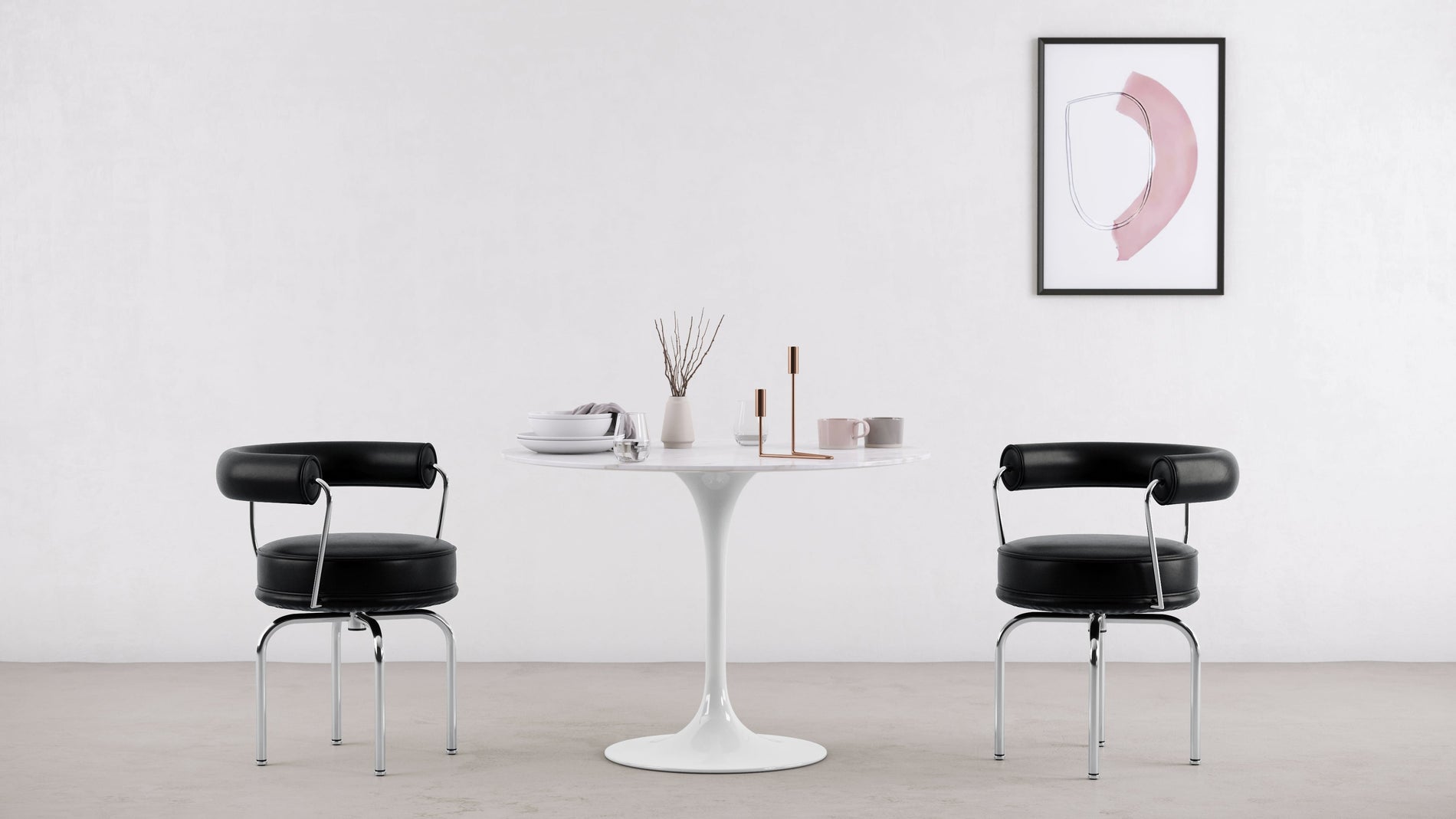 CorbusierCorbusier - Corbusier Swivel Chair, Midnight Black Premium Leather