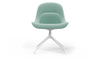 Bloom Chair by Quell Design – a modern Scandinavian-style chair in soft pastel aqua with a smooth contoured seat upholstered in linen-velvet and eco PU panels. Supported by a sleek black Eiffel-style steel base, this elegant and comfortable chair brings a touch of colour and minimalist sophistication to contemporary interiors, perfect for hospitality, dining, or office settings.