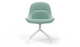 Bloom Chair by Quell Design – a modern Scandinavian-style chair in soft pastel aqua with a smooth contoured seat upholstered in linen-velvet and eco PU panels. Supported by a sleek black Eiffel-style steel base, this elegant and comfortable chair brings a touch of colour and minimalist sophistication to contemporary interiors, perfect for hospitality, dining, or office settings.