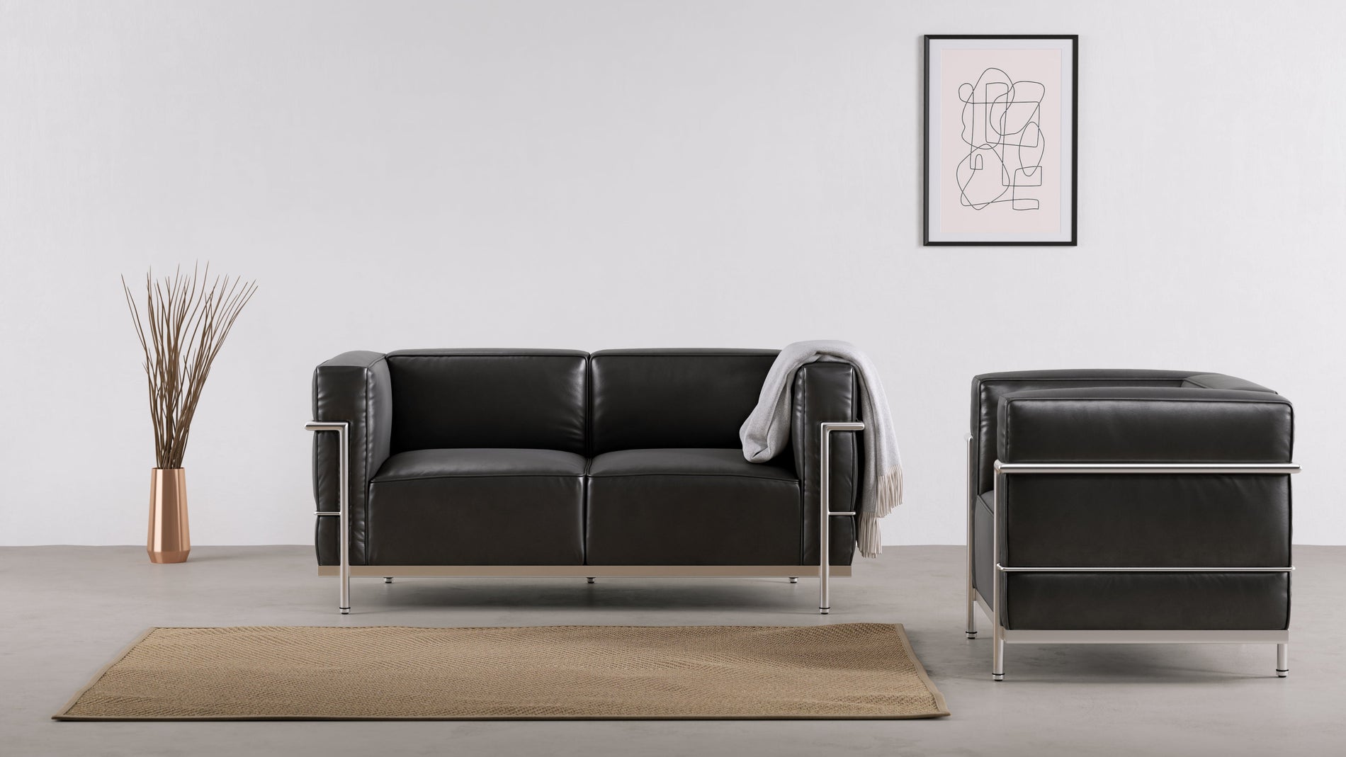 CorbusierMidnight Black Premium Leather