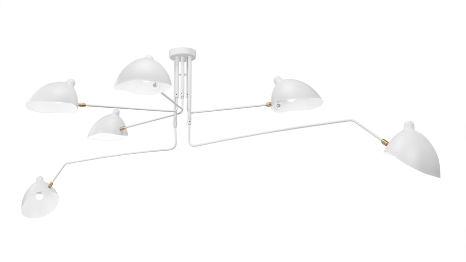 Mouille Ceiling Light, Six ArmsWhite