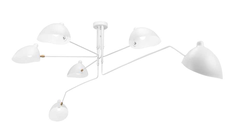 Mouille Ceiling Light, Six ArmsWhite