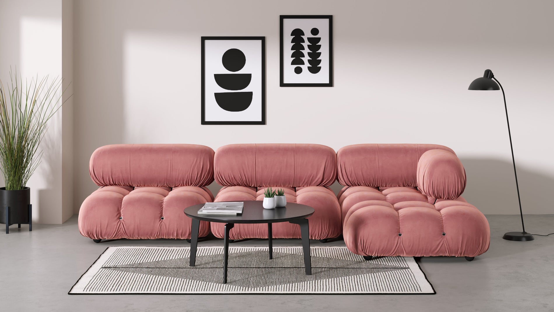 Bellini SectionalRouge Pink Samt