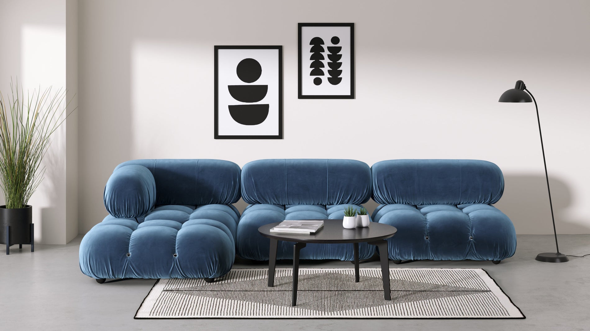 Bellini SectionalAegean Blue Samt