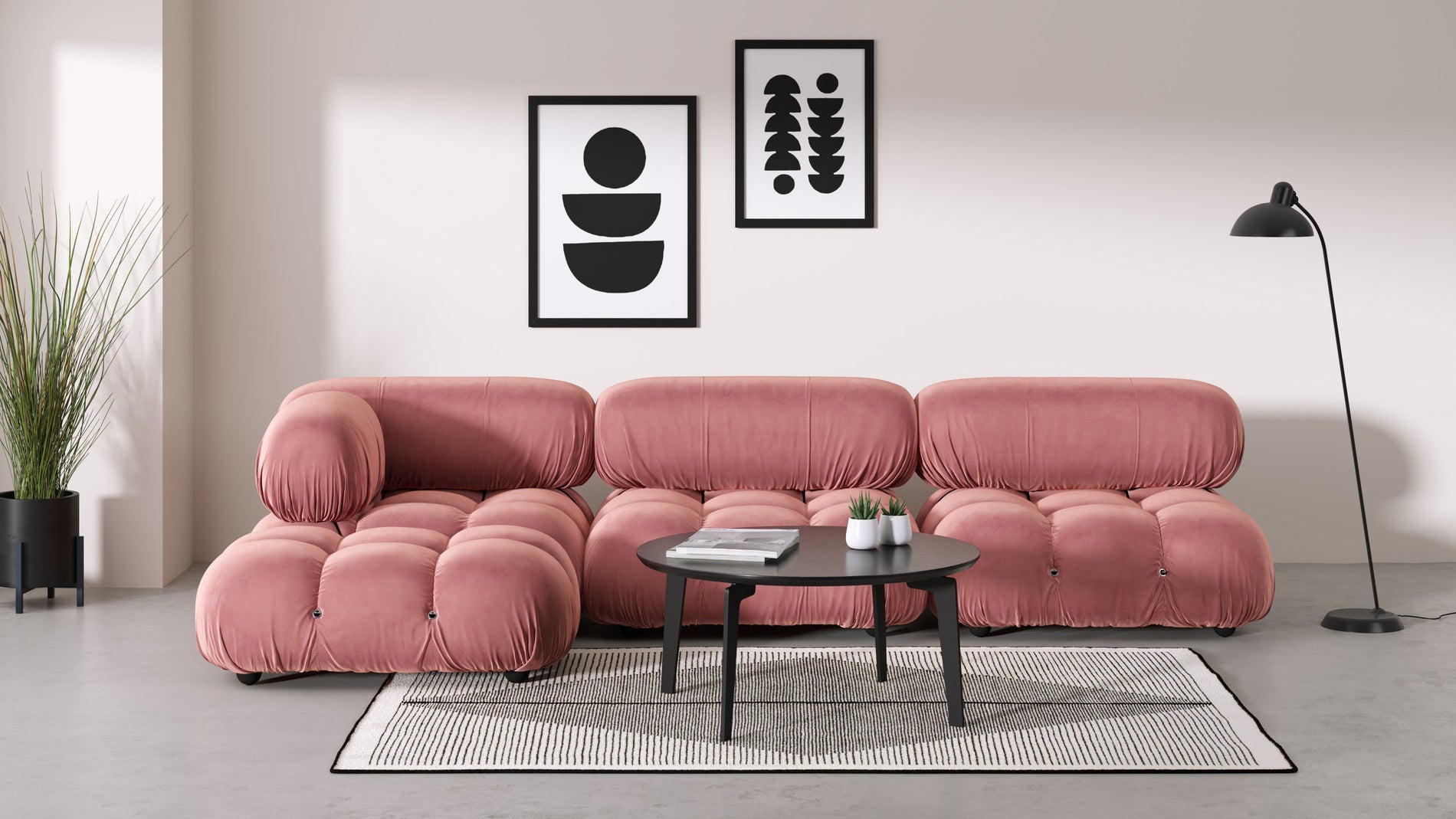 Bellini SectionalRouge Pink Samt