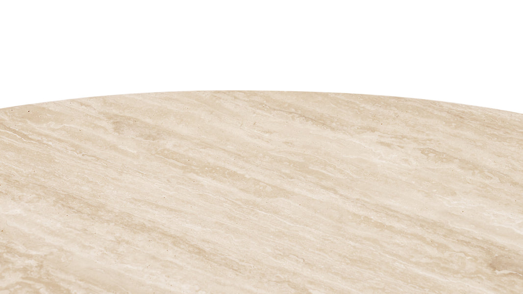 SaturnusSaturn - Saturn Round Pedestal Dining Table, Travertine, 48in