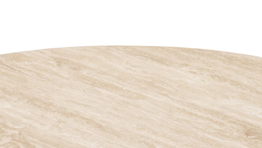 SaturneSaturn - Saturn Round Pedestal Dining Table, Travertine, 48in