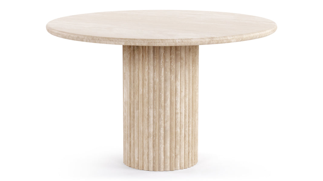 SaturnusSaturn - Saturn Round Pedestal Dining Table, Travertine, 48in