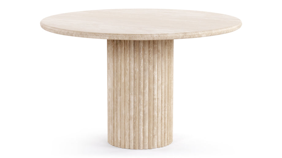 SaturneSaturn - Saturn Round Pedestal Dining Table, Travertine, 48in