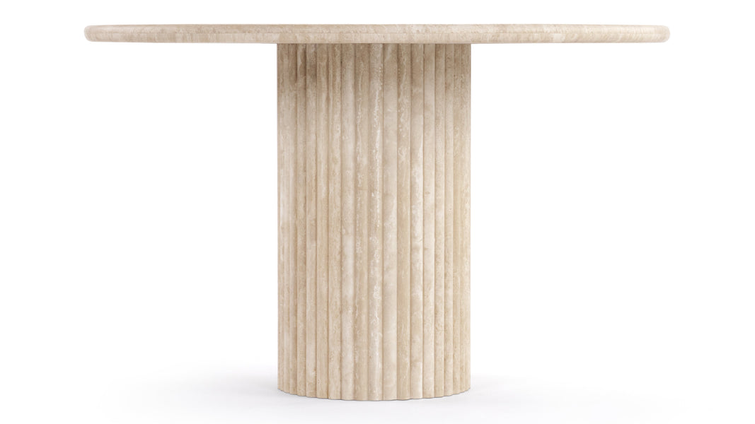 SaturnusSaturn - Saturn Round Pedestal Dining Table, Travertine, 48in