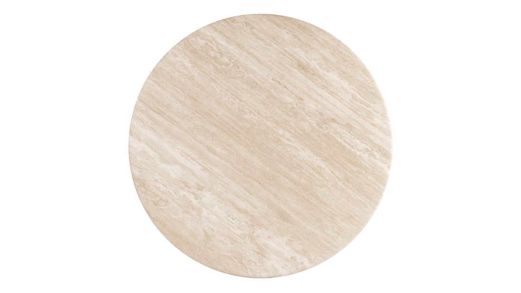 SaturnusSaturn - Saturn Round Pedestal Dining Table, Travertine, 48in