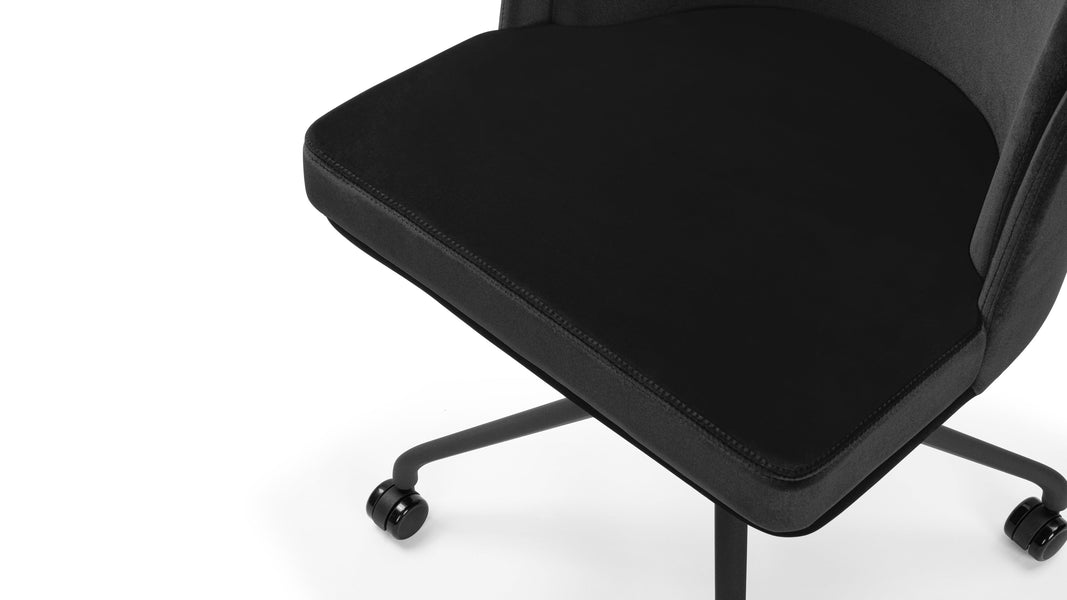 AbenAben - Aben Desk Chair, Black Plush Velvet