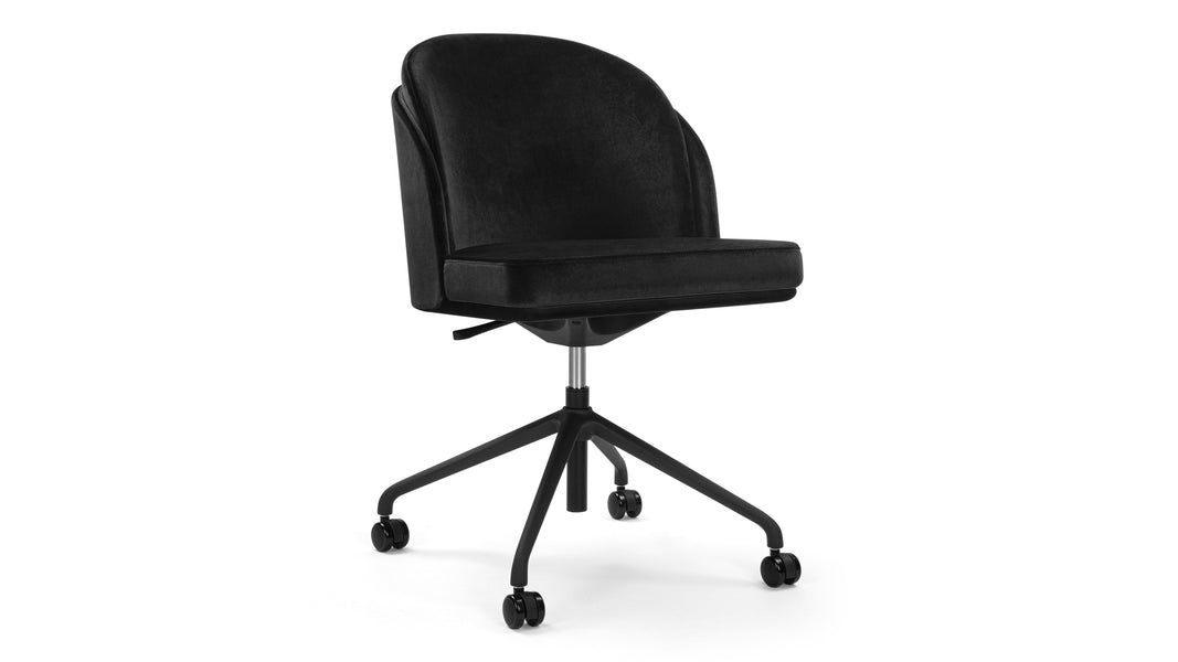 AbenAben - Aben Desk Chair, Black Plush Velvet