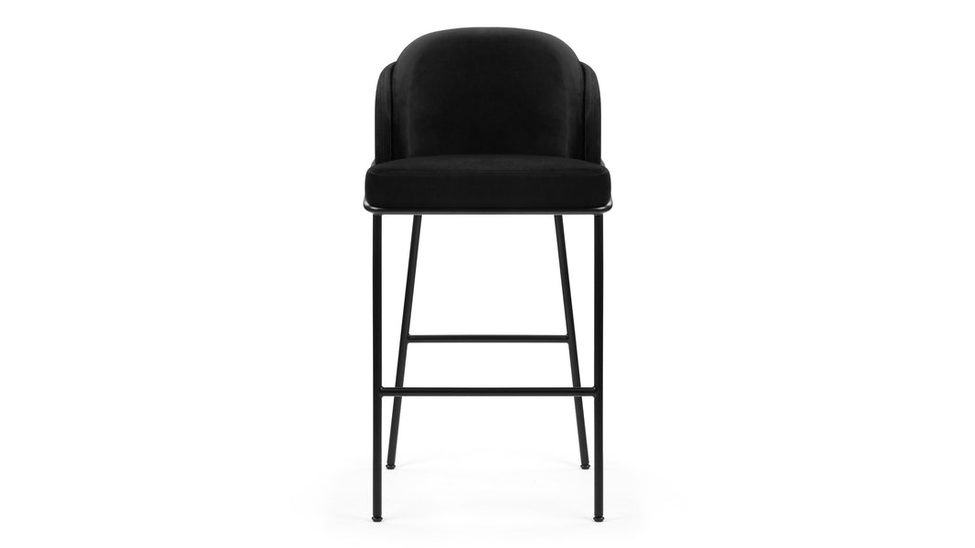 AbenAben - Aben Bar Stool, Black Plush Velvet