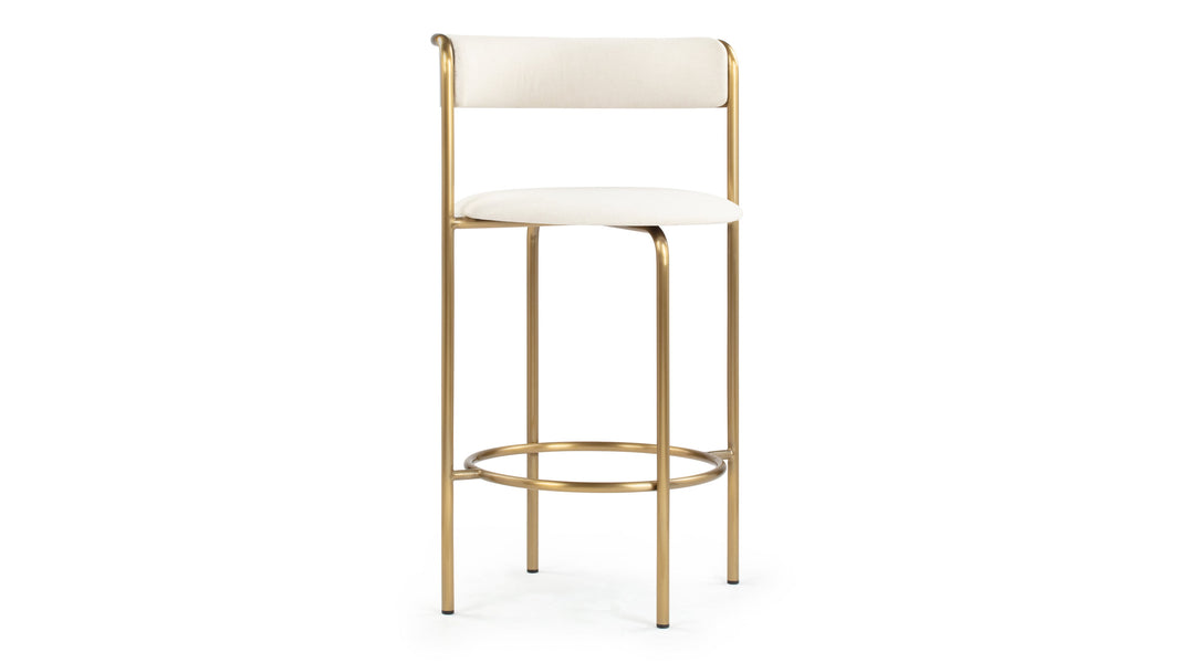 DemiDemi - Demi Bar Stool, Oatmeal Brushed Weave and Brass