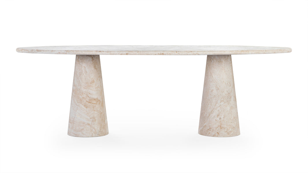 AstoraAstora - Astora Oval Dining Table, White Travertine