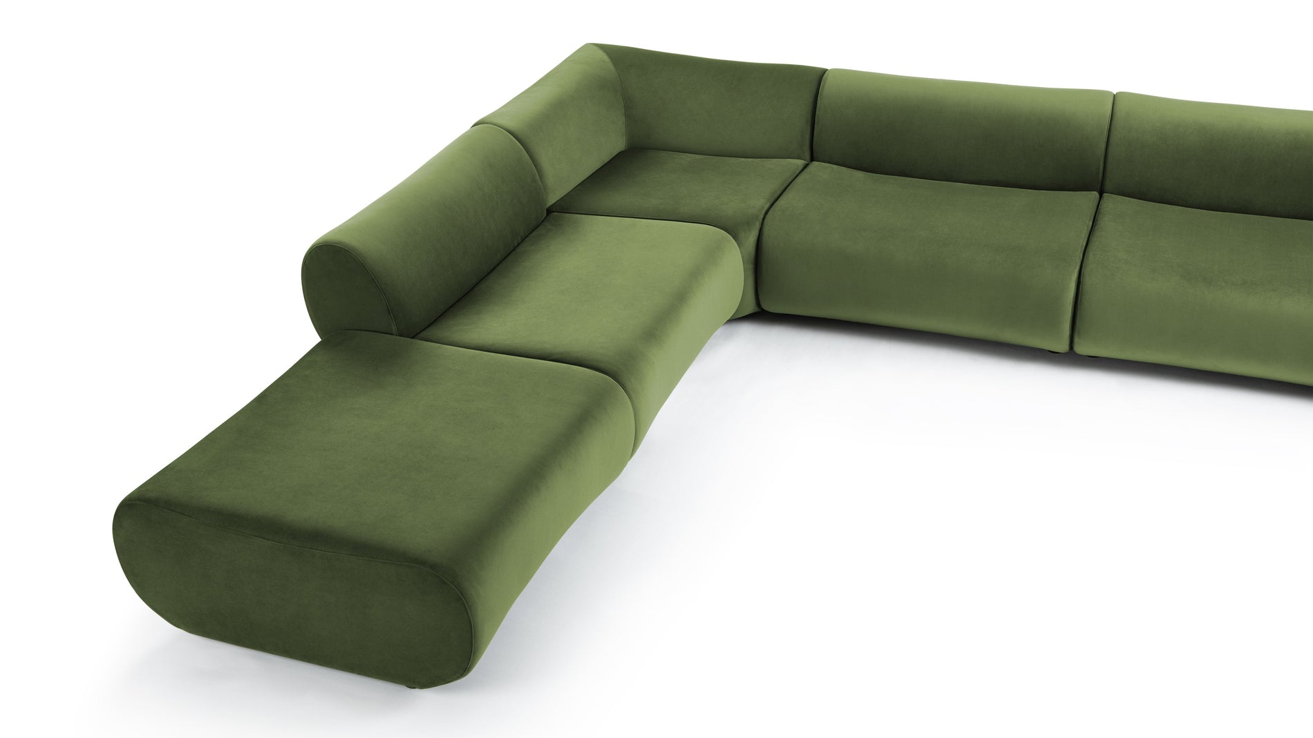 LeoLeo - Leo Sectional, Left Corner, Lichen Plush Velvet