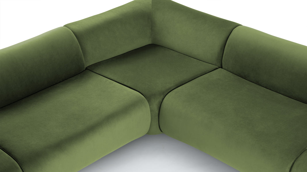 LeoLeo - Leo Sectional, Right Corner, Lichen Plush Velvet
