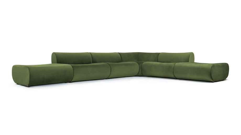 LeoLeo - Leo Sectional, Right Corner, Lichen Plush Velvet