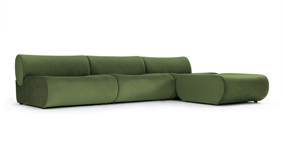 LeoLeo - Leo Sectional, Right Chaise, Lichen Plush Velvet
