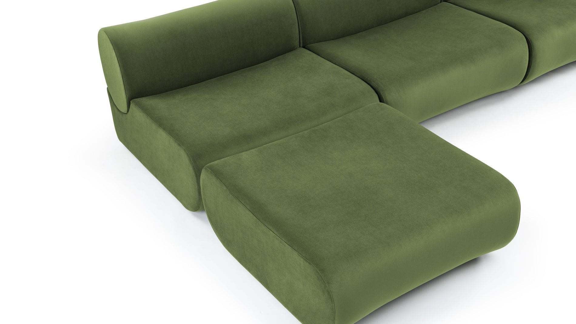 LeoLeo - Leo Sectional, Left Chaise, Lichen Plush Velvet