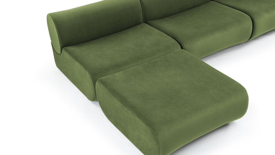 LeoLeo - Leo Sectional, Left Chaise, Lichen Plush Velvet