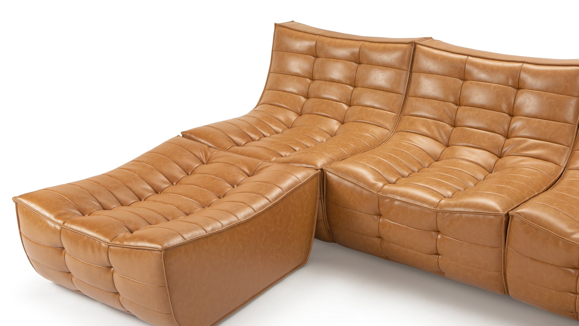 TygeTyge - Tyge Sectional, Large Right Corner, Bourbon Vegan Leather