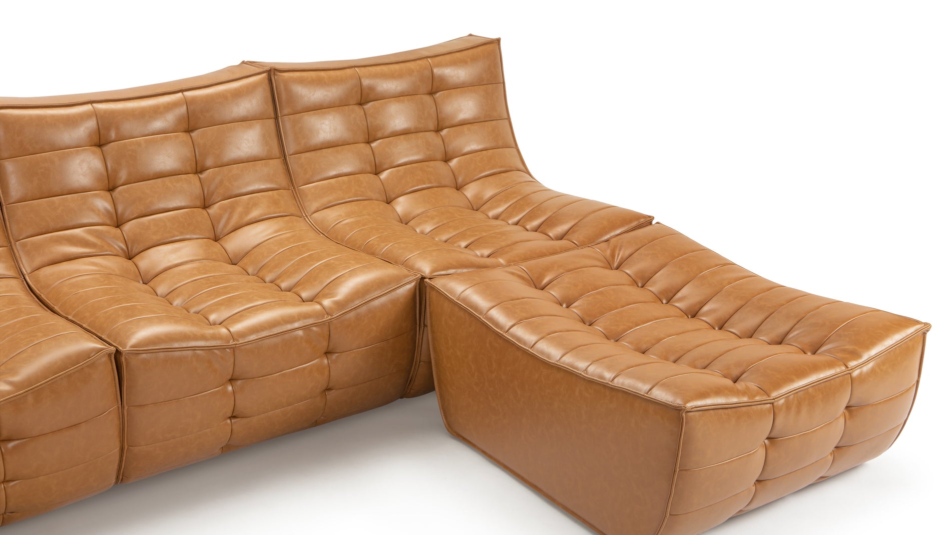 TygeTyge - Tyge Sectional, Large Left Corner, Bourbon Vegan Leather