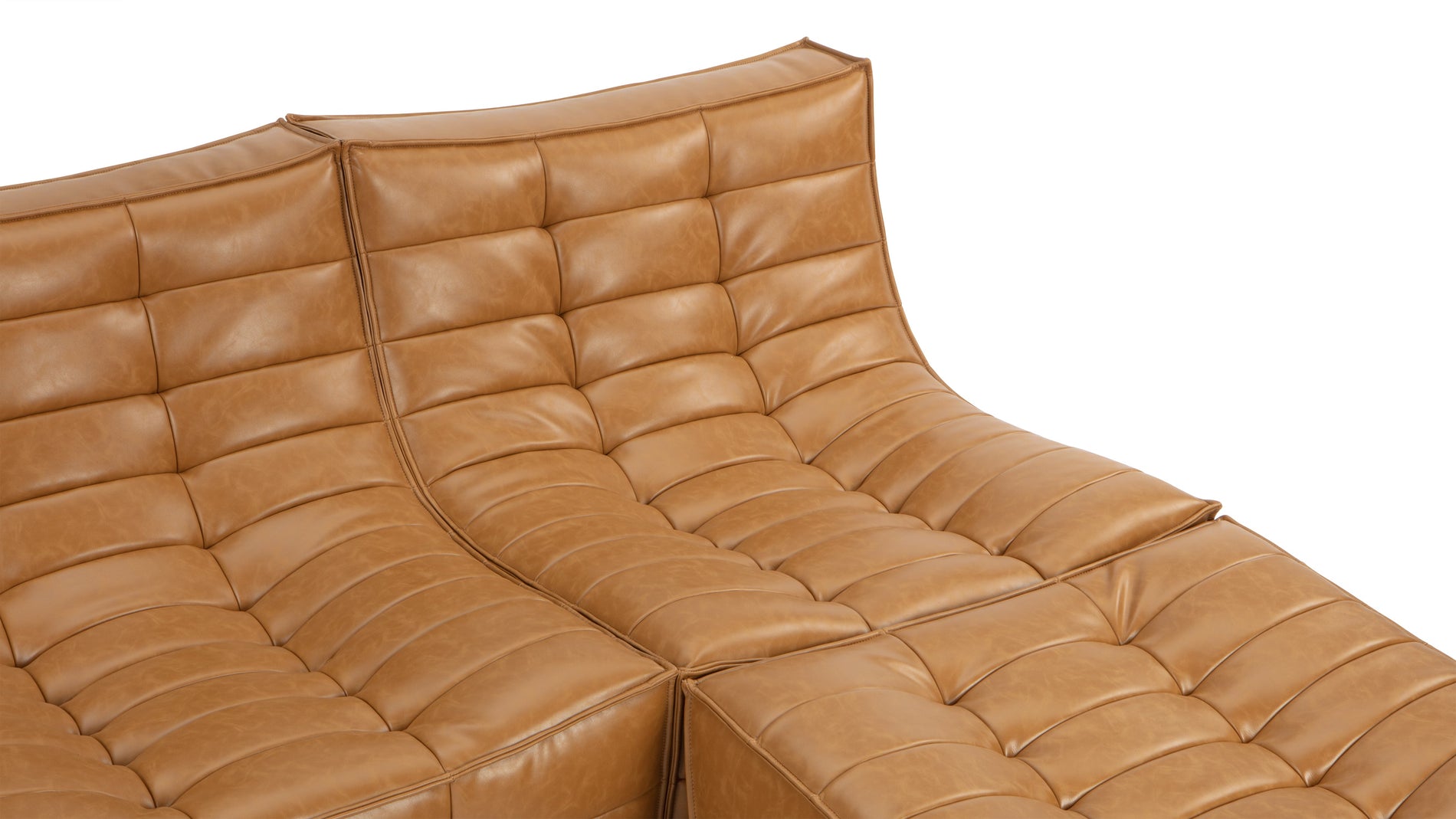 TygeTyge - Tyge Sectional, Right Chaise, Bourbon Vegan Leder