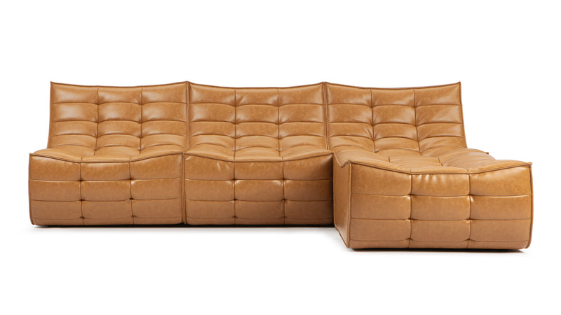 TygeTyge - Tyge Sectional, Right Chaise, Bourbon Vegan Leder