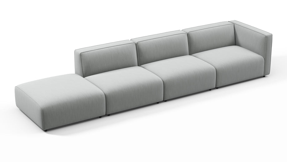 BondBond - Bond Outdoor Sectional, Large Open End, Left, Dove Grey Performance Weave