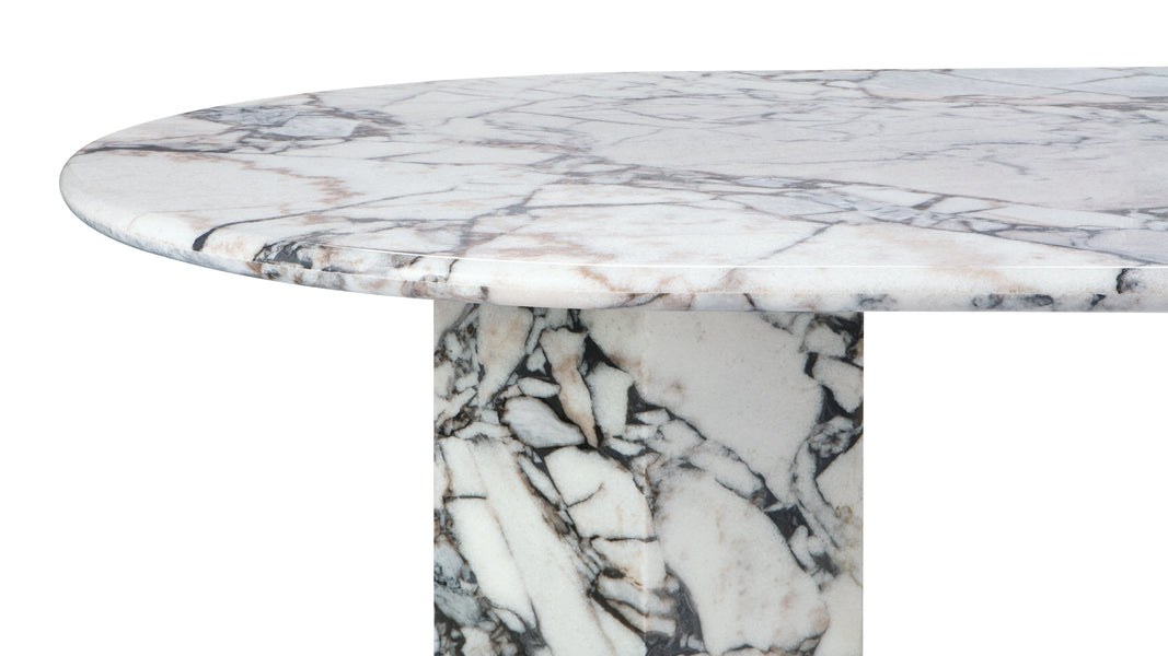 SagaSaga - Saga Oval Dining Table, Modellato Marble, 94in