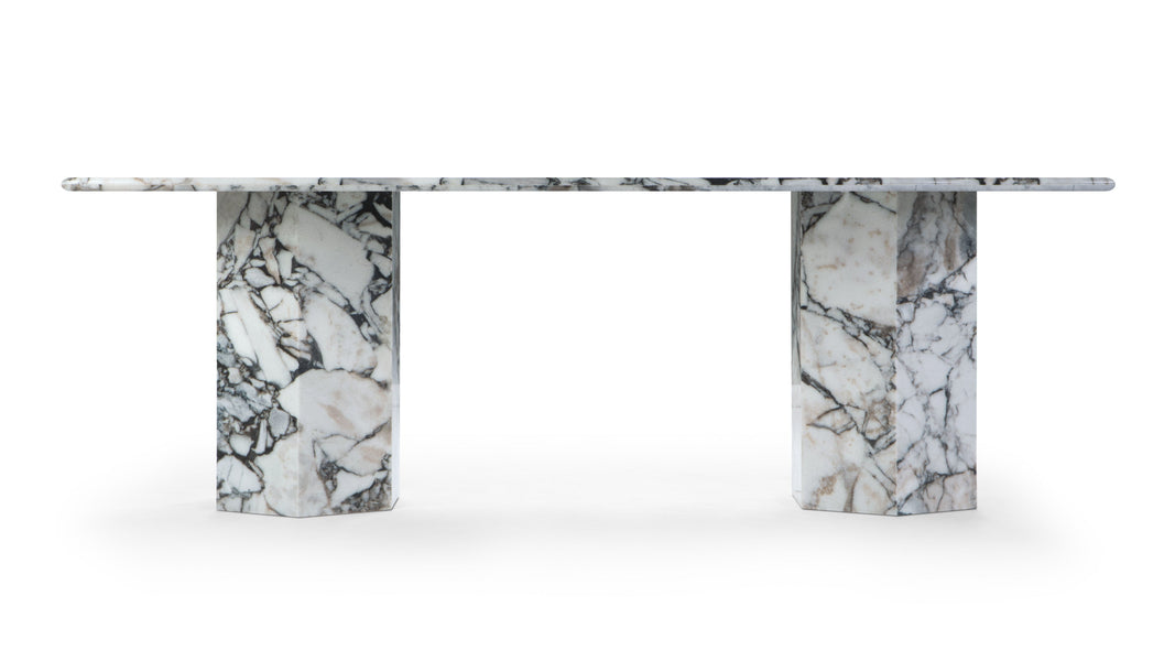 SagaSaga - Saga Oval Dining Table, Modellato Marble, 94in