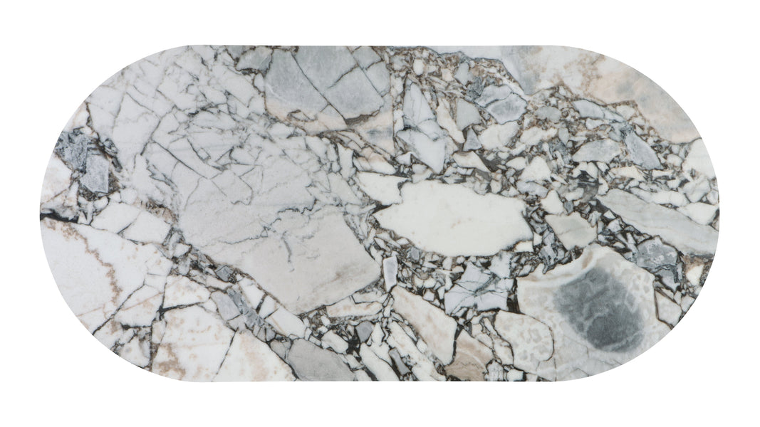 SagaSaga - Saga Oval Dining Table, Modellato Marble, 94in